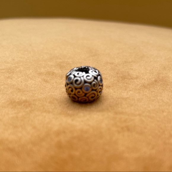 Authentic Pandora 925 Silver Blue CZ Water Clip - Picture 2 of 4